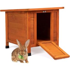 COZIWOW Rabbit Hutch, Outdoor Cat House Weatherproof, Bunny Cage Indoor with Openable, Portable Small Animals Shelters with Nonslip Ramp for Hideout Rabbits/Feral Cats/Chicken/Small Animals-Orange