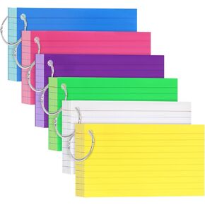 Colored Index Cards 3x5 Inch Flash Cards with Ring Heavy Weight Study Flashcards Note Cards for Studying School College Supplies, 210 Count