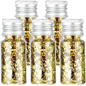 YUXIANLB 5 Pcs Edible Gold Leaf Sheets Imitation Metallic Foil for Cake Decorating Drink Toppers Gilding Food Art Baking Wedding Cake Cupcake Chocolate DIY Crafts Multifunctional Decorative Foil Paper