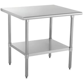 Kratos Stainless Steel Kitchen Prep Table 48"x30" with Undershelf, NSF Worktable for Restaurants - 18ga/430SS (28W-026)