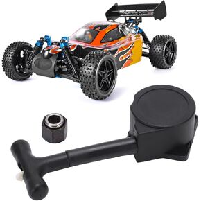 RC Pull Starter with One Way Bearing Kit, Nitro Methanol Engine Model Cars with 12mm Hex Bearing Plastic Steel Starter Handle for HSP GO15/16/18/21/25 RC Car Engine Accessories