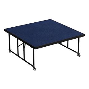 Portable Modular 4' x 4' Stage with Blue Carpet TFXS48482432C04 24" to 32" Adjustable Height Perfect for Concerts Gatherings Presentations Conferences Schools Churches