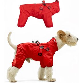 Premium Small Dog Raincoat with Built-in Harness - Waterproof, Windproof & Reflective Suit for Small and Medium Dogs (up to 25lbs), Easy Zipper & Adjustable Fit for Walks, Hiking