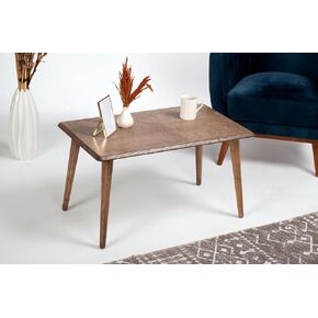 Stylish Rectangular Coffee Table Natural Wood Coffee Table Modern Rustic Center Table for Living Room Mid Century Minimalist Design with Walnut Finish Accent Furniture for Home Office