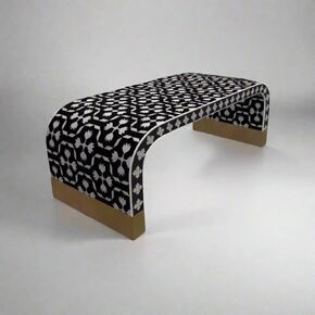Geometric Style Bone Inlay Coffee Table, 42W x 24D x 17.5H inches