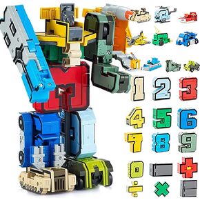 15 Pieces Number Robot Toys Number Learning Toys, Number Transformer Robots Toys for Kids Boys Girls 3 4 5 6 Years Old (1-10)