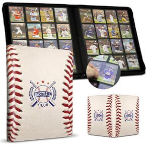 Baseball Card Binder 16 Pocket, Premium 1000+ Cards PU Cover Trading Sports Card Binder Side Loading Card Holder Collection Album Folders