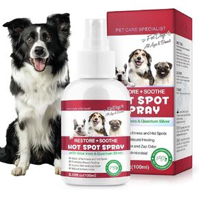 Dog Hot Spot Spray – Gentle for Sensitive Skin, Soothes Dry Skin, Scratching, Excessive Licking & Wound Care. Natural Extract Formula – Pet Hot Spot Spray (3.38 FL OZ)