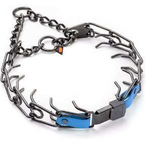 Herm Sprenger Black Stainless Steel Dog Collar with Quick Release ClicLock Buckle O-Ring Biothane Insert Training Collar Made in Germany (Cerulean Blue, 16in x 2.25mm(Neck Size up to 13-14in))