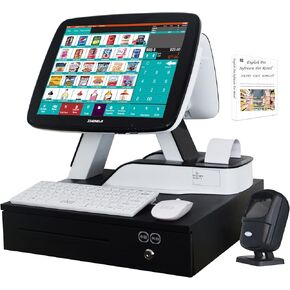 (Ship from USA) POS Cash Register 15'' Touch Screen Windows PC with Built-in 2 1/4'' Thermal Receipt Printer for Retail Businesses SET02