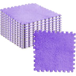 10pcs plush foam puzzle tiles phits noft and non sliplocking bylists for bedroom أو kids roame (Violet)