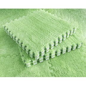 Kekon Square Interlocking Shaggy Soft EVA Foam Puzzle Mats Fuzzy Carpet Fluffy Area Rugs Set Tiles Plush Play Mat for Room Home Parlor Bedroom (12pcs, Rose)