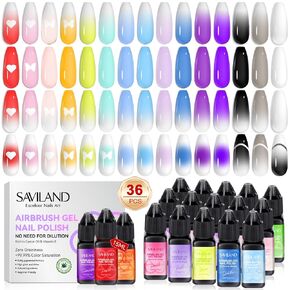 SAVILAND Plus Airbrush Gel Nail Polish Dilution-free: 20 ml No Clogging White Airbrush Nail Polish Non-Acetone Nail Gel P olish for High Pigmented Colors Airbrush N ail Polish for Ombre French Nail