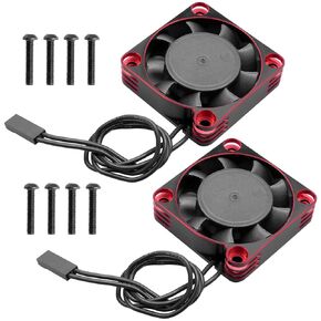 2Pcs 16000RPM Motor Cooling Fan, 8.5V 40mm Aluminum RC Fans Compatible with 1:6 1:5 Scale Silver Black RC Car Turck, 40mm 50mm Diameter Motor Heatsink