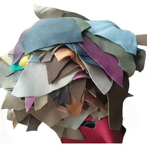 Leather Scraps, 3.6-5 oz(1.5-2.0mm) Thick Genuine Cowhide Scraps, Leather Scrap for Tools/Crafts/DIV, Mixed Colors,Leather for Crafting (Thick,500 Grams)