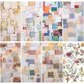 445 Pcs Vintage Scrapbook Paper, Journaling Supplies Kit, Delicate Decorative Paper with Floral Stickers & Multi-Size Scrapbook Paper for Junk Bullet Journal, DIY Collage Art, Vintage Crafts