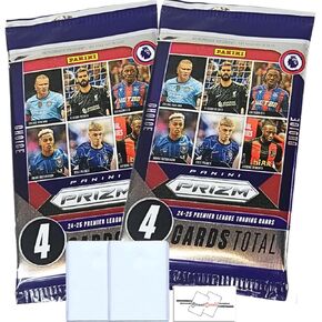 2-Pack LOT of 2024-25 Panini Prizm Premier League EPL Blaster Box Packs with 4 Trading Cards Per Pack (8 Cards Total) + 2 Toploaders + StreetCards Magnet!