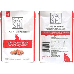 Sa-Shi Grain Free Wet Cat Food Pouches 1.76oz. Five Flavors (Tuna & Salmon)
