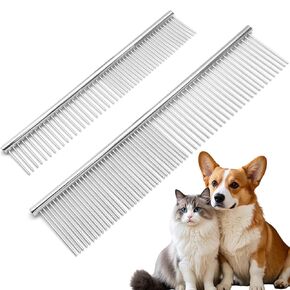 Biaungdo 2 PCS Cog Grooming Combs مجموعة ، مشط الكلاب المعدني لإزالة التشابك والعقدة ، أداة Cat Brush Grooming للحيوانات الأليفة ذات الشعر الطويل