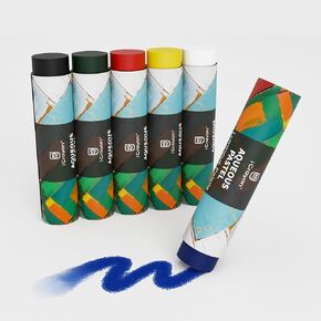 Large Water Soluble Pastels, Upgraded Fully Dissolvable Formula, 6 Basic Colors for Artists & Hobbyists, Ideal for Blending & Watercolor Effects