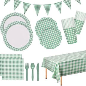 170 قطعة Sage Green and White Party Supplies لوحات الورق القابلة للتصرف في مناديل أكواب سكاكين سكاكين شوكات لافتة مائدة لافتة لزواج زفاف زفاف الطفل ، خدمة 24