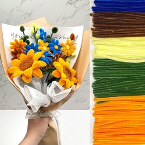 Pipe Cleaners Craft, Fluffy Chenille Stems Bulk Supplies - DIY Pink Tulip Pipe Cleaner Flower Kit for Beginners with Video Tutorial, 260Pcs Limpia Pipa Unique Handmade Gift, Colorful Home Decor
