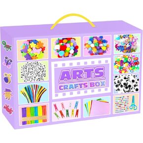 Arts and Crafts Supplies for Kids - 2000Pc Craft Kit with Pipe Cleaners DIY Craft Kit for Kids Art School Supply Materials Set All in Crafting Box Toys Gifts for Girls Boys Age 4 5 6 7 8 9 10 11 & 12