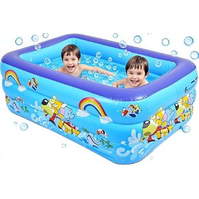 Swimming Pools, Inflatable Swimming Kiddie Pool for Kids Baby, Size 51"×36"×22“ Full-Size Durable Thickened Above Ground Family Pool for Summer Water Party, Outdoor Garden, Backyard