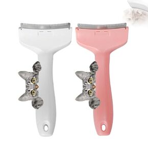 V Tooth Deshedding Comb, V-Tooth Deshedding Comb for Pets, Dog and Cat Grooming Hair Removal Brush, Pet Hair Removal Tool with Curved, Universal for Long and Short Hairs (White, Small)