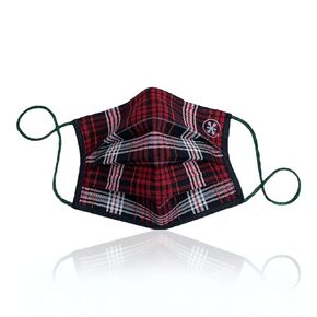 JaxMask® | Christmas Holiday Plaid Cloth Face Mask | Tartan Buffalo Check 2 Layer Pleated Washable & Reusable With Nose Wire | “SilentNight Collection" (Red Plaid)