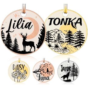 Double Colors Personalized Dog Tag, Custom Dog ID Tags Engraved for Pets, Double Sided Deep Engraved pet tag, Cute Cat Name Tag, Unique Cat & Dog Collar Charm