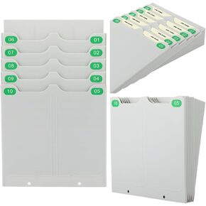 Retractable 10-Slot Time Card Holder with Number Labels 01-10, Wall Mountable Attendance Rack for Office & Workplace