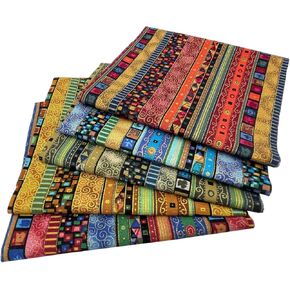 5pcs الأسلوب العرقي من القطن القطن ، أرباع الدهون الدهون حزم Precut 40x50 سم ، والأقمشة النمط المطبوعة البرونز لخياطة خياطة خياطة مشاريع الصياغة (40 × 50 سم)
