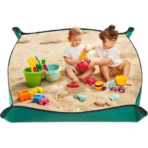 Foldable Sandbox & Sand Tray for Kids - 600D Oxford Fabric Waterproof Sandbox with Spacious Storage Portable Indoor/Outdoor Play 29.5"x29.5"