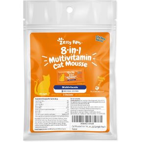 Zesty Paws 8-in-1 Multivitamin Cat Treats Lickables Mousse for Cats - Healthy Cat Treats for Indoor Cats - Cat Squeeze Up Daily Multivitamin for Gut, Immune, Heart, Skin & Coat Support - Chicken 3ct