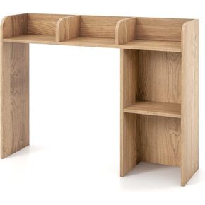 Desk Hutch, Countertop Storage Organizer with 5 Shelves, 3-Tier Display Rack for Computer Desk, Multipurpose Wood Hutch Organizer, Desktop Bookshelf for Dorm, Office, Home, White