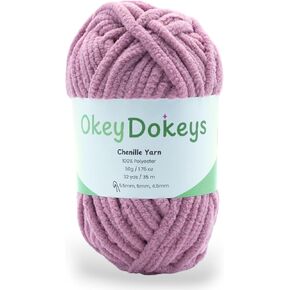 Mix & Match Colors – Bulk Discounts Automatically Applied at Checkout Okey Dokeys No-Fray,Durable,Soft 50g Chenille Yarn(Size 6)-Color #20