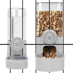 Hanging Cage Automatic Food Water Dispenser, Auto Gravity 1.2L Self-Feeding Feeder and 0.52L Waterer Set, Crate Auto Feeder Dish for Puppy Cats Ferret Bunny Guinea Pig Small Pets (Blue)
