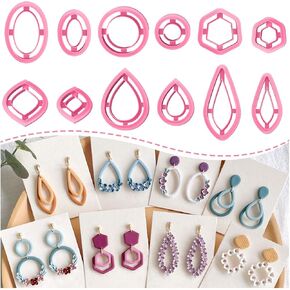 Keoker Concentric Circle Clay Cutters for Polymer Clay Jewelry, 12 Shapes Organic Polymer Clay Cutters for Earrings