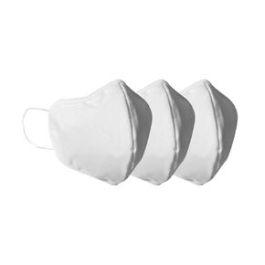 Water Resistant Face Mask with Filter - Washable Fabric Masks, Protective Reusable Cover Facemask, Soft Earloop, Breathable Mouth and Facial Covering. Protection for Men Women (3 pack, White Large)