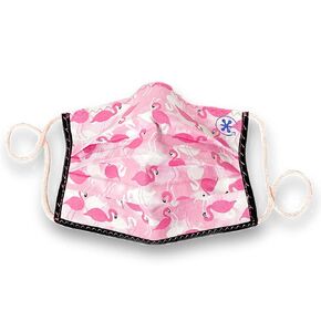 JaxMask® | White & Pink Flamingos Pleated Cloth Face Mask | 2 Layer Washable & Reusable Face Covering With Nose Wire | “PeachieMingo Collection"