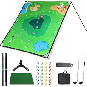مجموعة لعبة Golf Chipping Game - حصيرة ممارسة للجولف المحمولة مع 28 كرة ، 2 مضرب ، وضع MAT & CARM