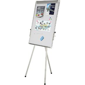 M&T Displays 23x35 Inch Adjustable Magnetic Whiteboard Flipchart Dry Erase Free Standing Write Board Paper Stand for Schools Classrooms Presentations Training Rooms Silver Aluminum