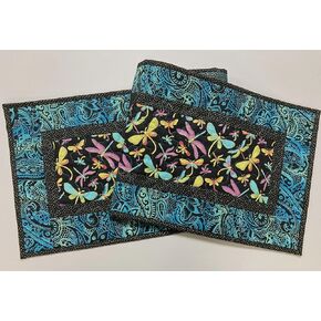 TahoeQuilts Handmade Dragonfly Quilted Table Runner, Jewel Tone Dragonflies, 13x48 inch Reversible, Dining Table Coffee Table Summer Runner Whimsical Everyday Mat
