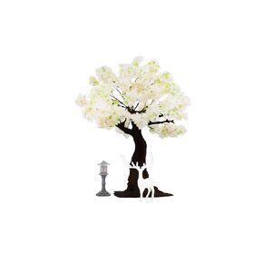 Karesansui Mini White Plum Tree ، معبد آسيوي - ديكور حوض أسماك ، مجموعة Zen Garden ، زخارف خزان الأسماك ، مجموعة منزل مصغرة ، ملحقات دمية ، إكسسوارات حديقة خرافية ، ديكور تيراريوم