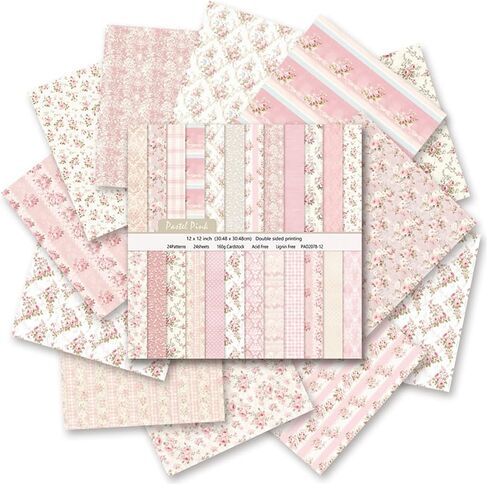 24 Sheets/24 Designs Floral Pattern Paper, 12 x 12 Double-Sided Scrapbook Cardstock Paper for DIY Decorative Background Card Photo Album Decor in Saudi Arabia