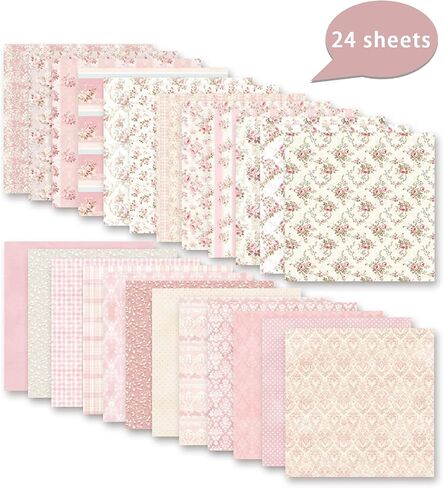 24 Sheets/24 Designs Floral Pattern Paper, 12 x 12 Double-Sided Scrapbook Cardstock Paper for DIY Decorative Background Card Photo Album Decor in Saudi Arabia