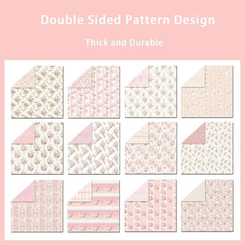 24 Sheets/24 Designs Floral Pattern Paper, 12 x 12 Double-Sided Scrapbook Cardstock Paper for DIY Decorative Background Card Photo Album Decor in Saudi Arabia