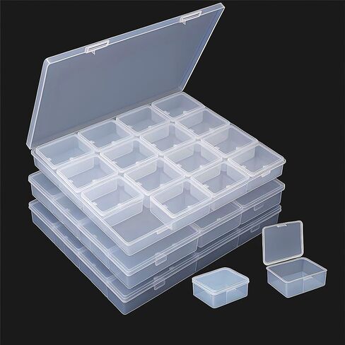 Large Bead Storage Box - 48 Grids Clear Organizer, 3 Pack,Portable for Jewelry,Diamonds,Hardware,Craft Accessories Grid Plastic Box,Oil Painting Color Palette,Ring Earring Storage Box in Saudi Arabia