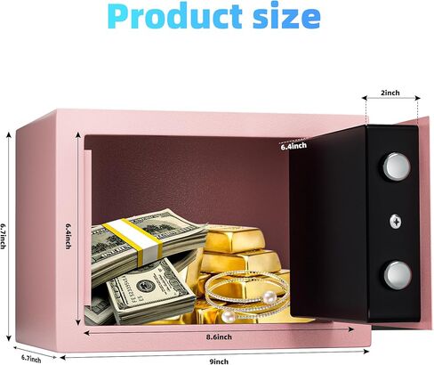 أموال إلكترونية رقمية آمنة ، صندوق قفل أمان الصلب مع لوحة المفاتيح ، ومكتب مجوهرات الأعمال المسلحة المسلحة الآمنة ، 0.23 قدم مكعب ، 9.06 "W x 6.69" D x 6.69 "H （Black） in Kuwait